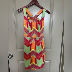 Judith March NWT Geometric Dress with a crossed back and bow.